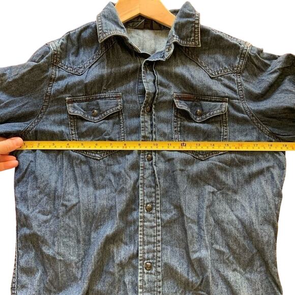 Diesel Denim Western Cowboy Shirt Long Sleeve Snap Button Up Women's Small - Picture 8 of 12